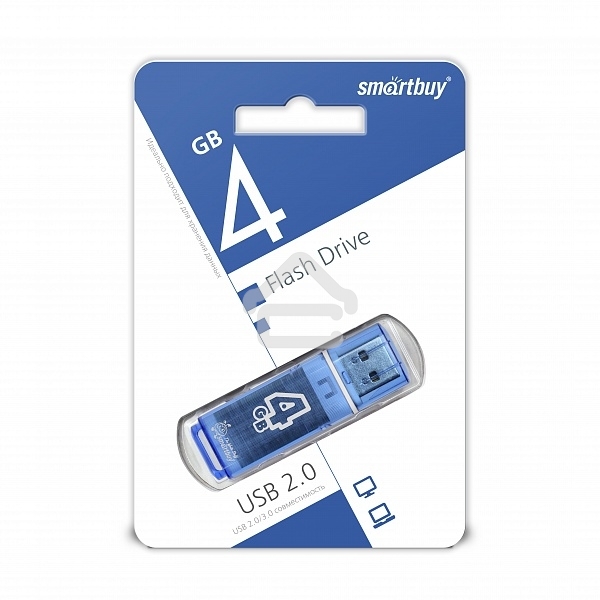 Флешка USB R/W R/W SmartBuy 4Gb USB Drive <USB2.0> Glossy series Blue (SB4GBGS-B)