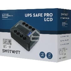 Источник бесперебойного питания SMARTWATT UPS SAFE PRO LCD 800 черный 800/480 ВА/Вт, напольный/настенный, линейно-интерактивный, LCD дисплей, Shuko CEE7/4 - 8 шт. (4 шт. с резервным питанием, 4 шт. - сетевой фильтр)