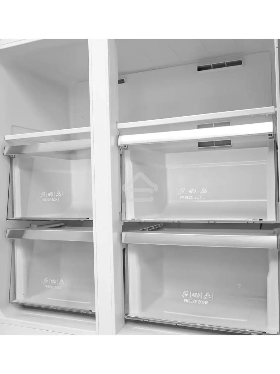 Холодильник LEX LCD450XID серебристый трехкамерный 288/129л морозилка снизу Side-by-Side