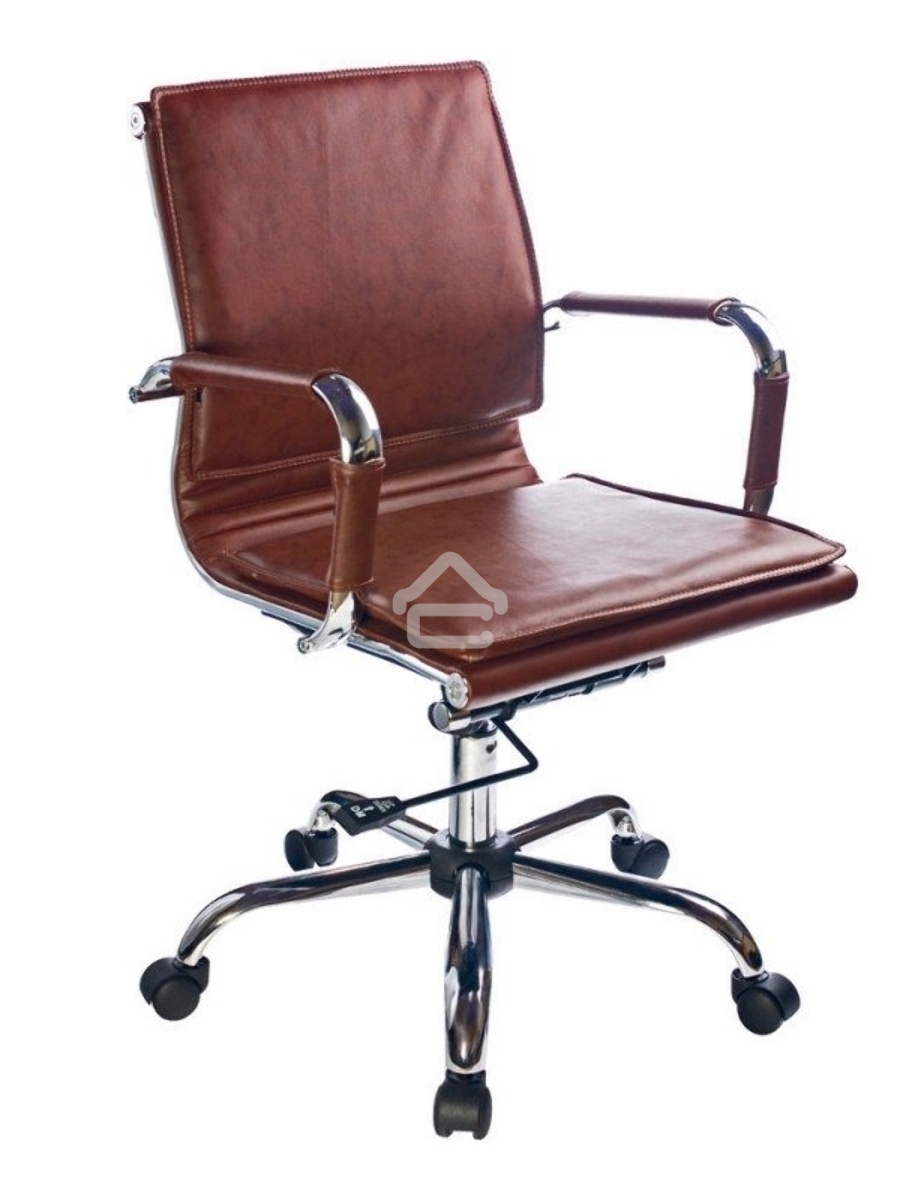 Кресло руководителя Бюрократ CH-993-Low/Brown коричневый, низкая спинка, искусственная кожа, крестовина хромированная