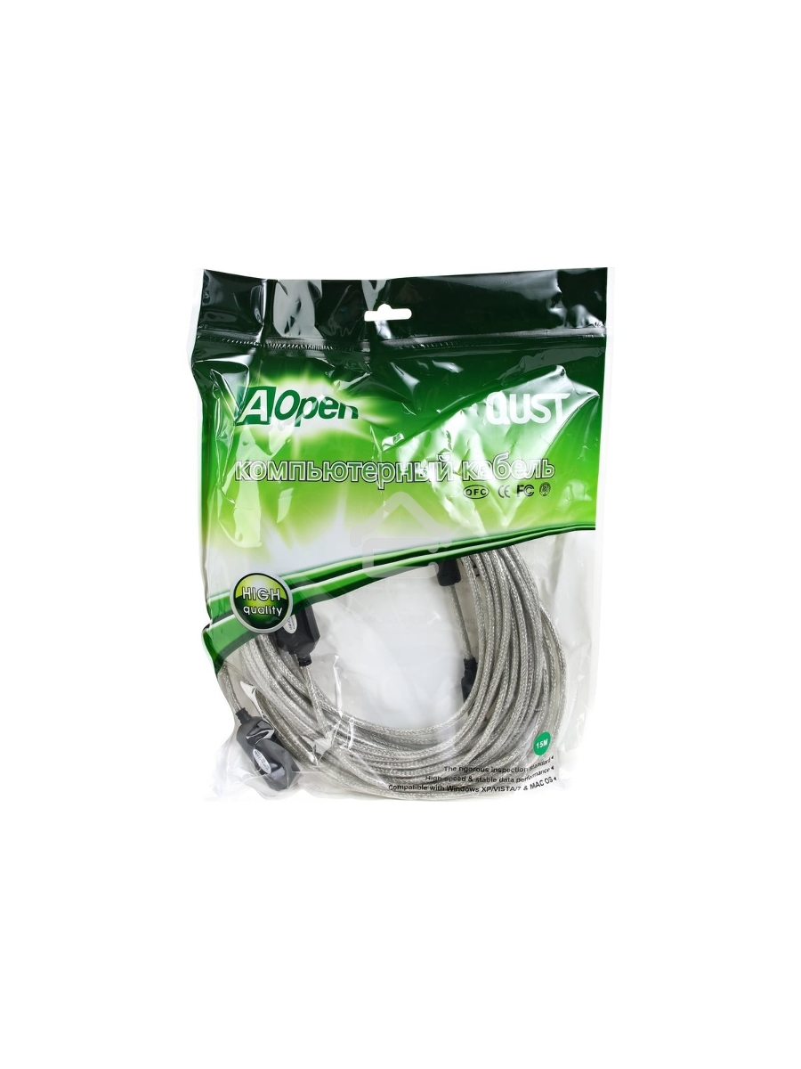 Кабель удлинитель Aopen активный ACU823-15M , USB2.0-repeater AM/AF 15м