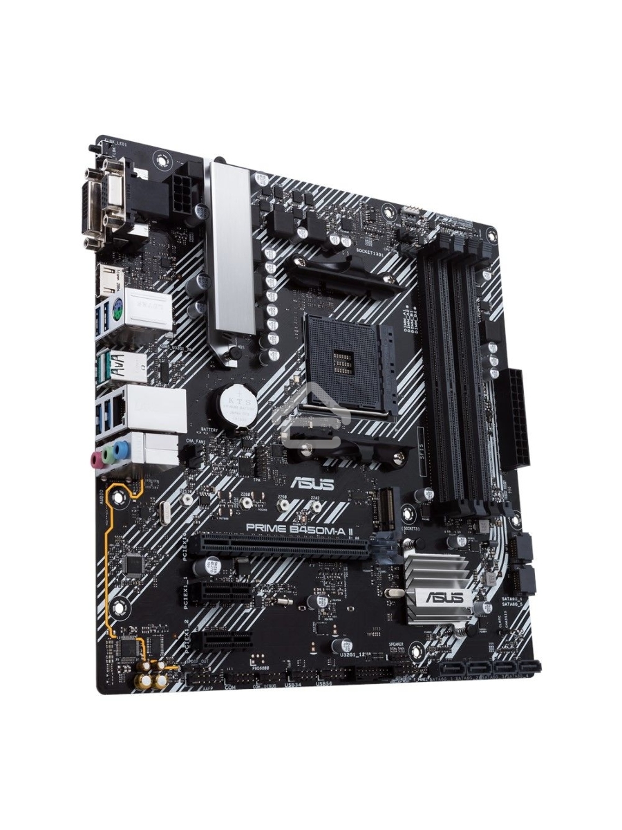Материнская плата ASUS PRIME B450M-A II, AM4, AMD B450, 4xDDR4, 6xSATA, 1xM.2, 1xPCIe 3.0 x16, 2xPCIe x1, 1xHDMI, 1xDVI-D, 1xVGA, 1x 1Gb LAN, 4xUSB 3.2 Gen 1, 2xUSB 3.2 Gen 2, 3x3.5 мм, 7.1, mATX