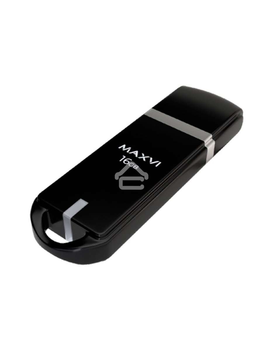 Флеш диск Maxvi P3 16GB USB 2.0 black, монолит с колпачком, ABS пластик