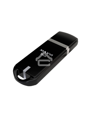 Флеш диск Maxvi P3 16GB USB 2.0 black, монолит с колпачком, ABS пластик