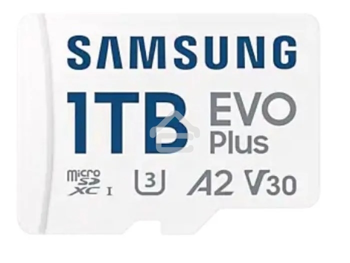 Флеш карта Samsung EVO Plus, microSDXC 1Tb, Class 10, A2, V30, UHS-I (U3), W 90 МБ/с, R 160 МБ/с, адаптер на SD