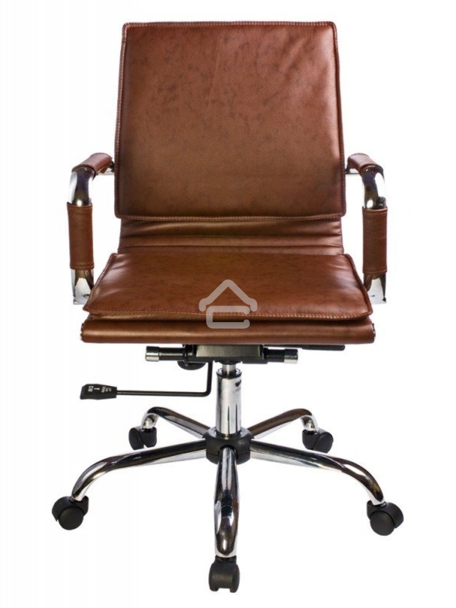Кресло руководителя Бюрократ CH-993-Low/Brown коричневый, низкая спинка, искусственная кожа, крестовина хромированная