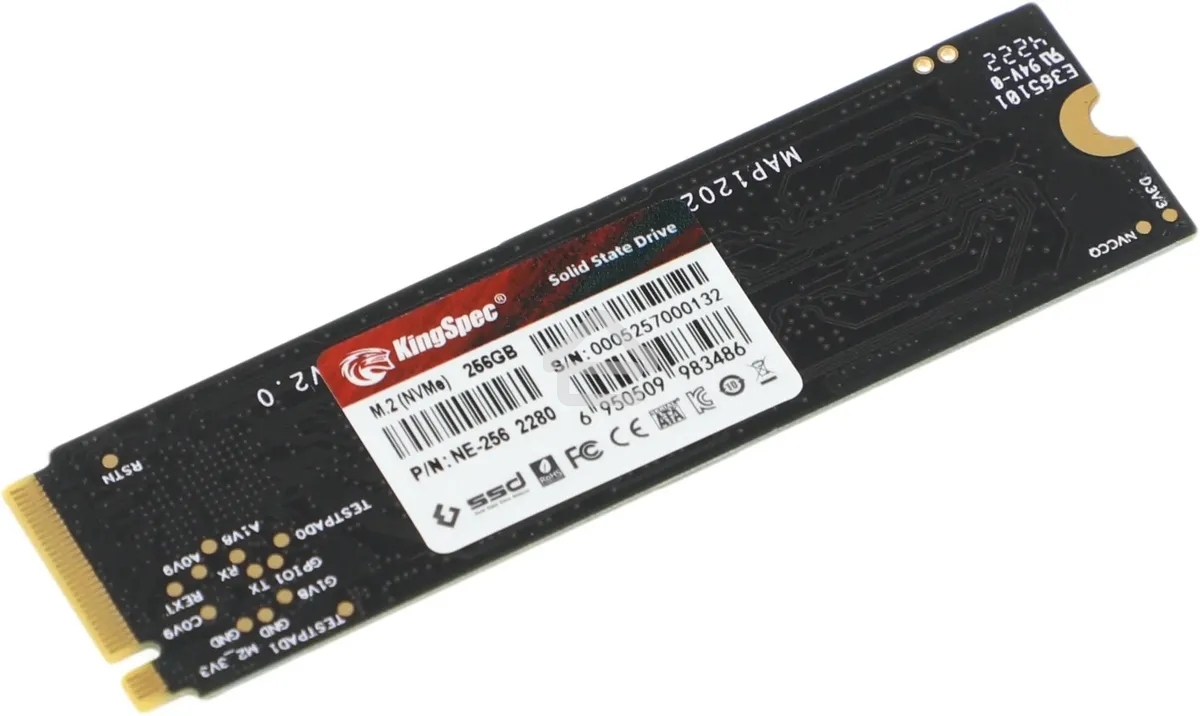Накопитель SSD KingSpec NE-256, 256Gb, M.2 2280, PCIe 3.0 x4, NVMe, R/W 2000/1300