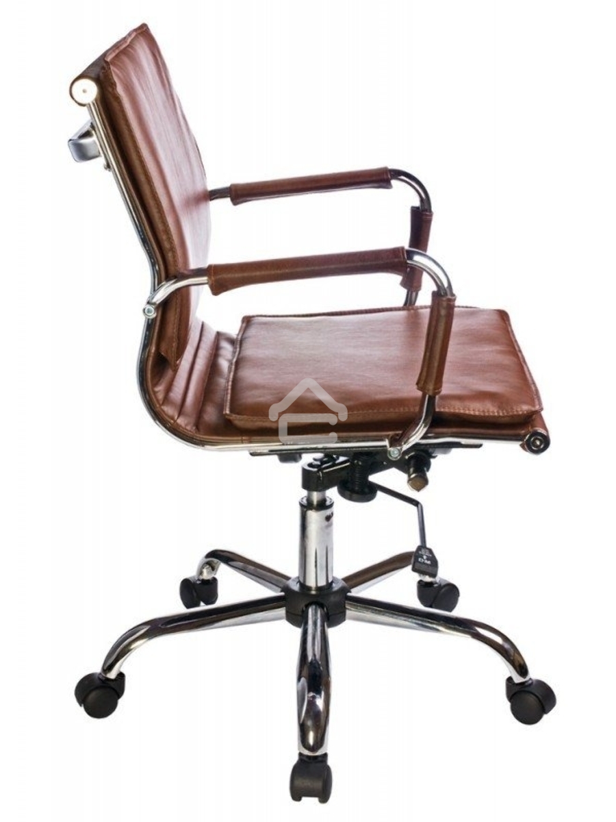 Кресло руководителя Бюрократ CH-993-Low/Brown коричневый, низкая спинка, искусственная кожа, крестовина хромированная