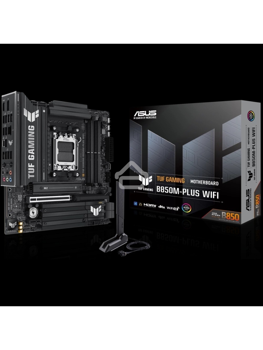 Материнская плата ASUS TUF GAMING B850M-PLUS WIFI, AM5, AMD B850, 4xDDR5, 4xSATA, 3xM.2, 1xPCIe 4.0 x16, 1xHDMI, 1xDP, 1x 2.5Gb LAN, 1xUSB-C 20Gbps, 3xUSB-A 10Gbps, 4xUSB-A 5Gbps, 4xUSB-A 2.0, 7.1, micro-ATX
