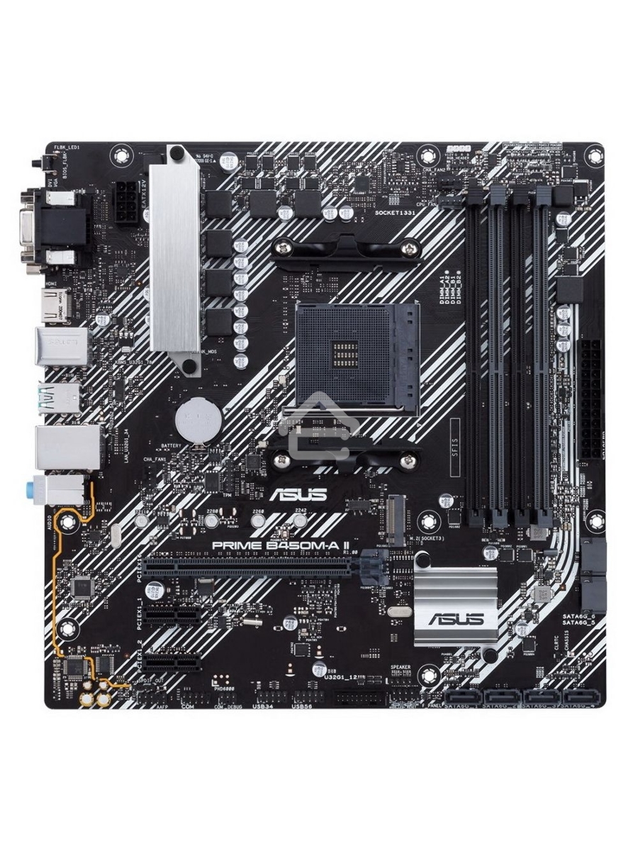 Материнская плата ASUS PRIME B450M-A II, AM4, AMD B450, 4xDDR4, 6xSATA, 1xM.2, 1xPCIe 3.0 x16, 2xPCIe x1, 1xHDMI, 1xDVI-D, 1xVGA, 1x 1Gb LAN, 4xUSB 3.2 Gen 1, 2xUSB 3.2 Gen 2, 3x3.5 мм, 7.1, mATX