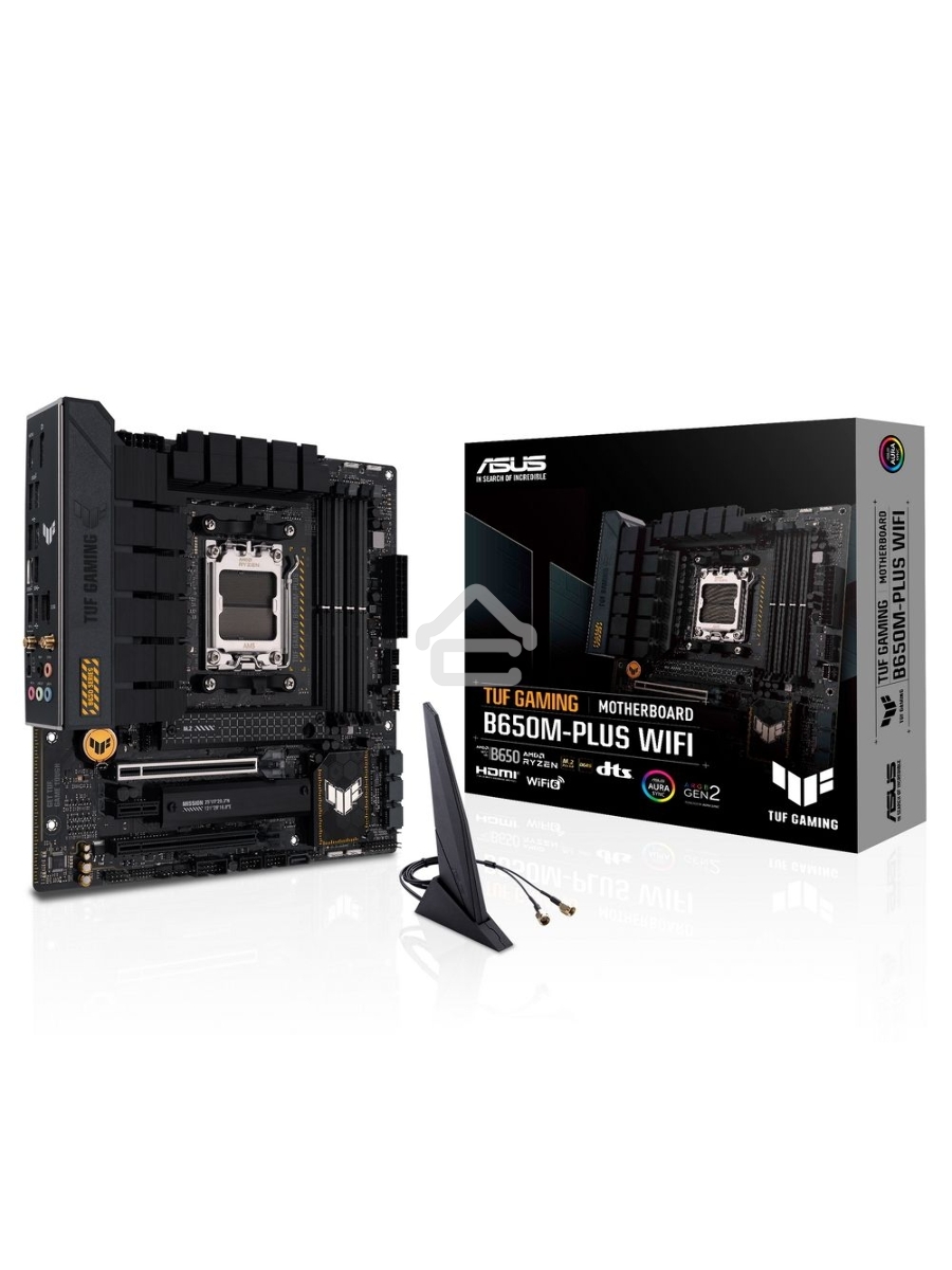 Материнская плата ASUS TUF GAMING B650M-PLUS WIFI, AM5, AMD B650, 4xDDR5, 4xSATA, 2xM.2, 1xPCIe 4.0 x16, 1xPCIe 4.0 x4, 1xDP, 1xHDMI, 1x 2.5Gb LAN, 4xUSB-A 3.2 Gen 2, 1xUSB-A 3.2 Gen 1, 1xUSB-C 3.2 Gen 2x2, 5x3.5 мм, 7.1, mATX