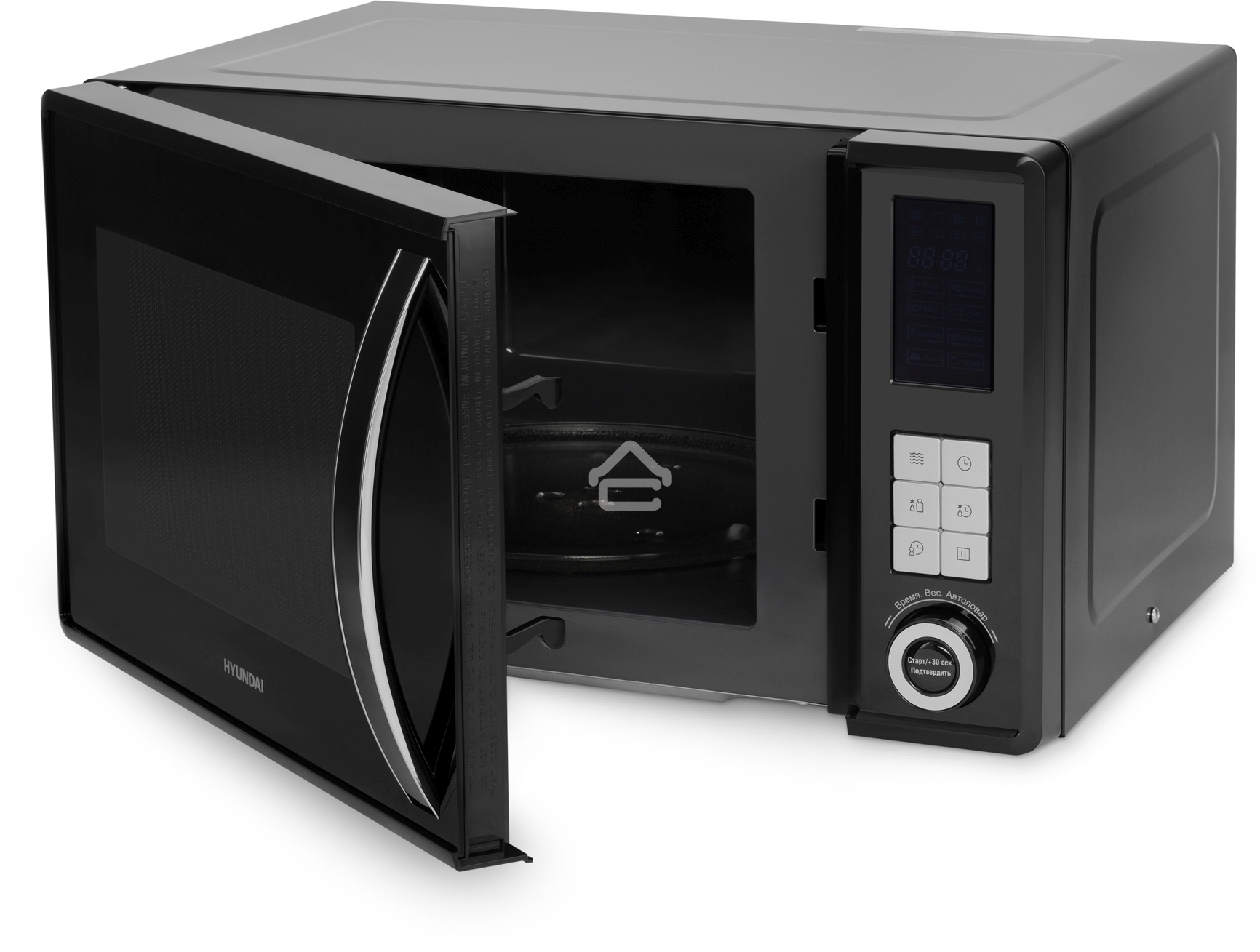 Микроволновая печь Hyundai HYM-D3009 нержавеющая сталь 23 л, 800 Вт, кнопки, поворотный механизм