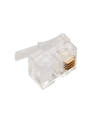 Коннектор Lanmaster TWT-PL12-6P4C/JR100, UTP кат.3 RJ12, прозрачный (упак.:100шт)