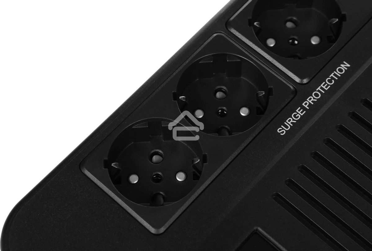 Источник бесперебойного питания SMARTWATT UPS SAFE PRO LCD 800 черный 800/480 ВА/Вт, напольный/настенный, линейно-интерактивный, LCD дисплей, Shuko CEE7/4 - 8 шт. (4 шт. с резервным питанием, 4 шт. - сетевой фильтр)