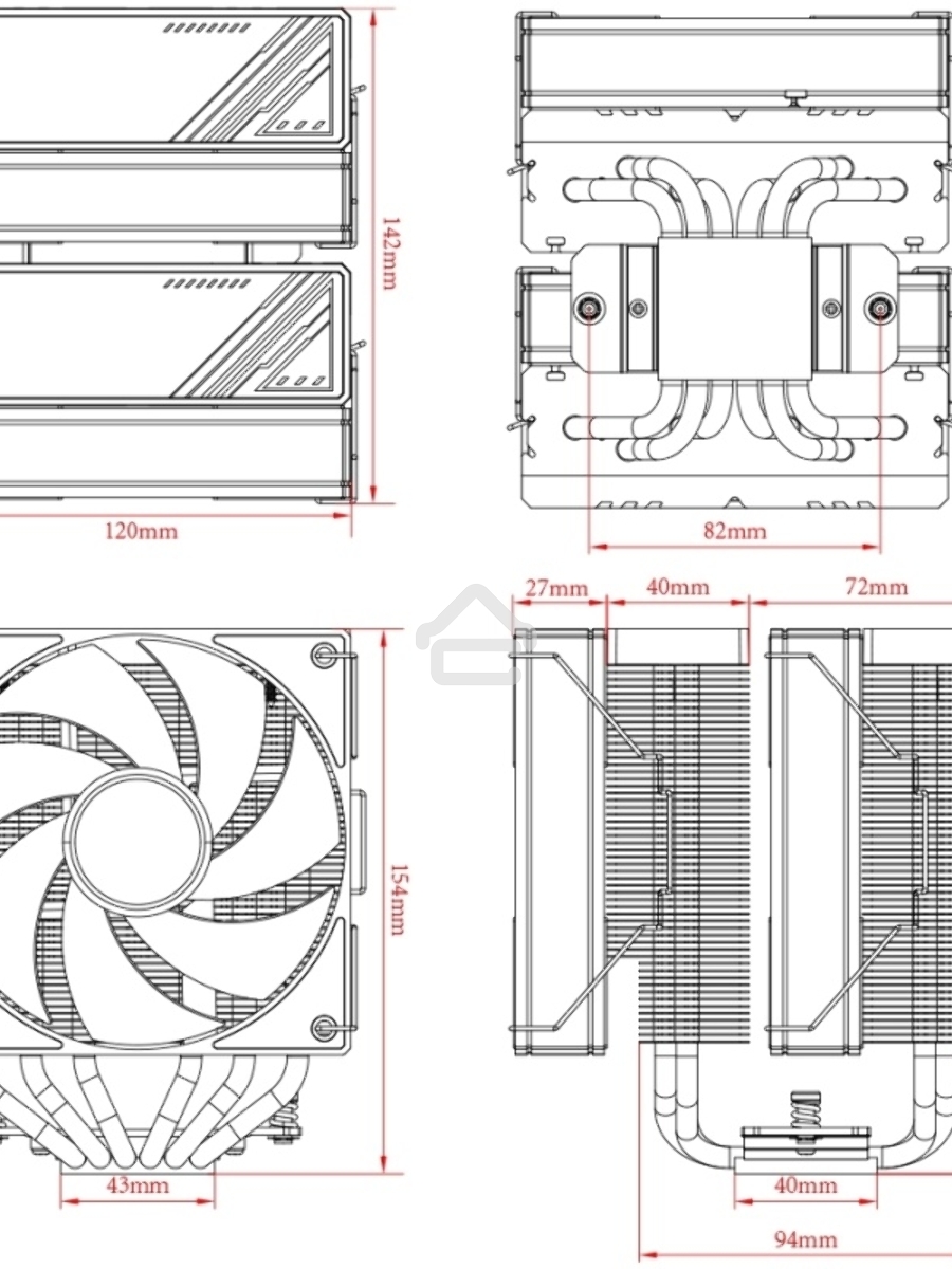 Устройство охлаждения(кулер) ID-Cooling Frozn A620 ARGB черный 120мм алюминий+медь 2000rpm 30db 4-pin 270W 154мм