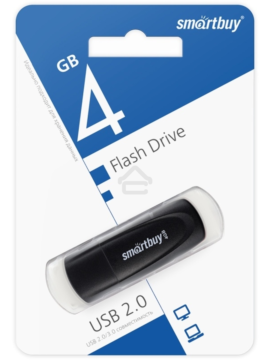 Флеш диск USB 2.0 SmartBuy 004GB Scout Black (SB004GB2SCK)