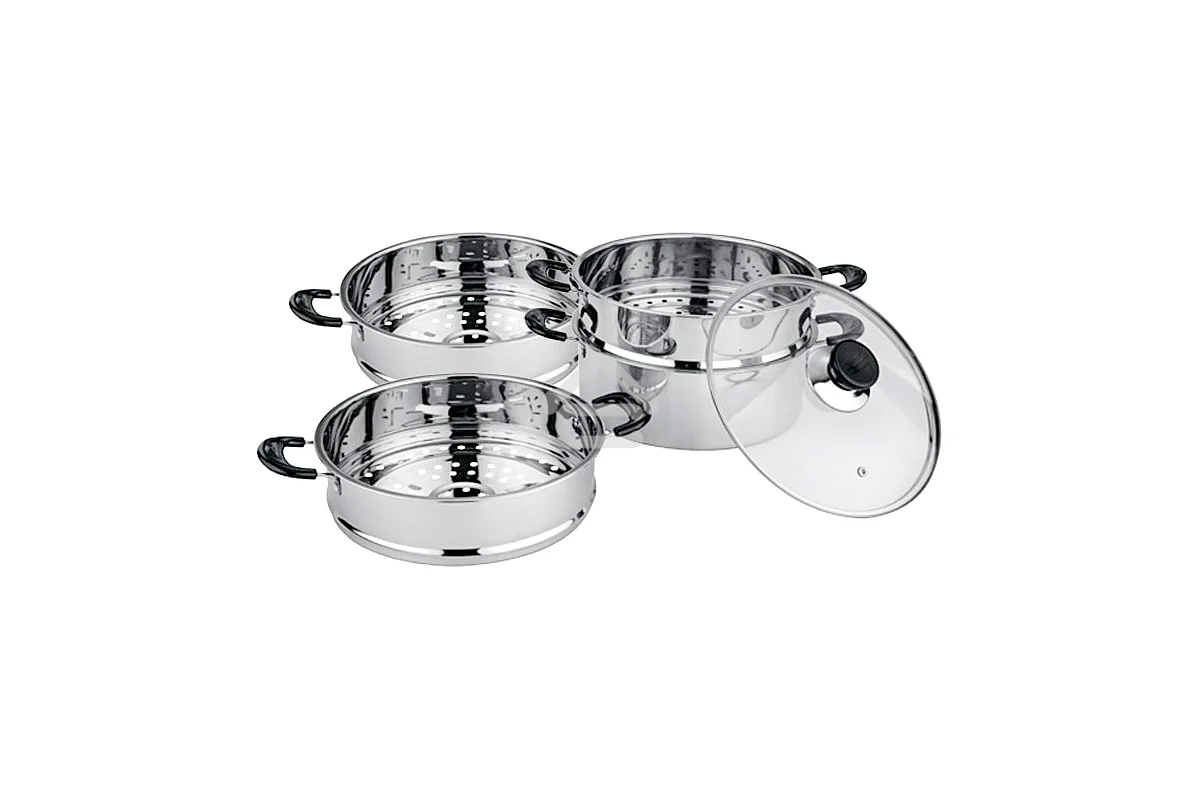 Мантоварка-пароварка WEBBER BE-082 7 л, 24 см, нержавеющая сталь, с крышкой, 4 ярусная