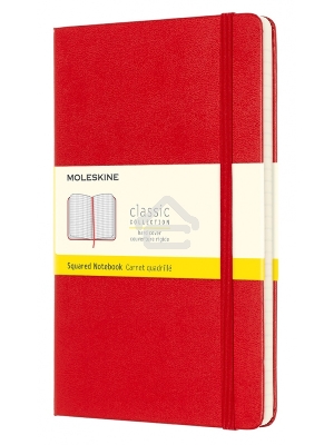 Блокнот Moleskine CLASSIC QP061R Large 130х210мм 240стр. клетка твердая обложка фиксирующая резинка красный    
