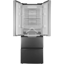 Холодильник Hyundai CM40043F нержавеющая сталь трехкамерный 224/113 л морозилка снизу, No Frost, Side by Side