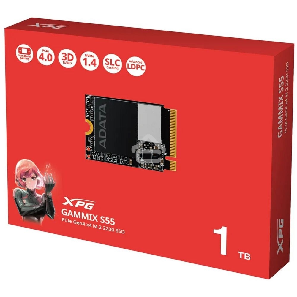 Накопитель SSD ADATA XPG GAMMIX S55, 1Tb, PCIe 4.0 x4, 2230, NVMe, R/W 5000/3700