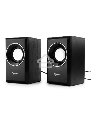 Колонки Gembird SPK-204, черный МДФ,2х3 Вт, регулятор громкости, USB