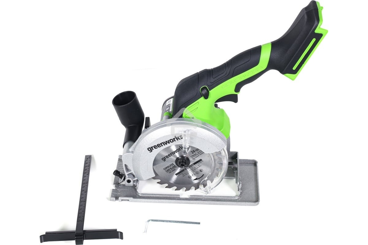 Циркулярная пила аккумуляторная GreenWorks G24MCS 24В, бесщеточная, без АКБ и ЗУ (1501207)