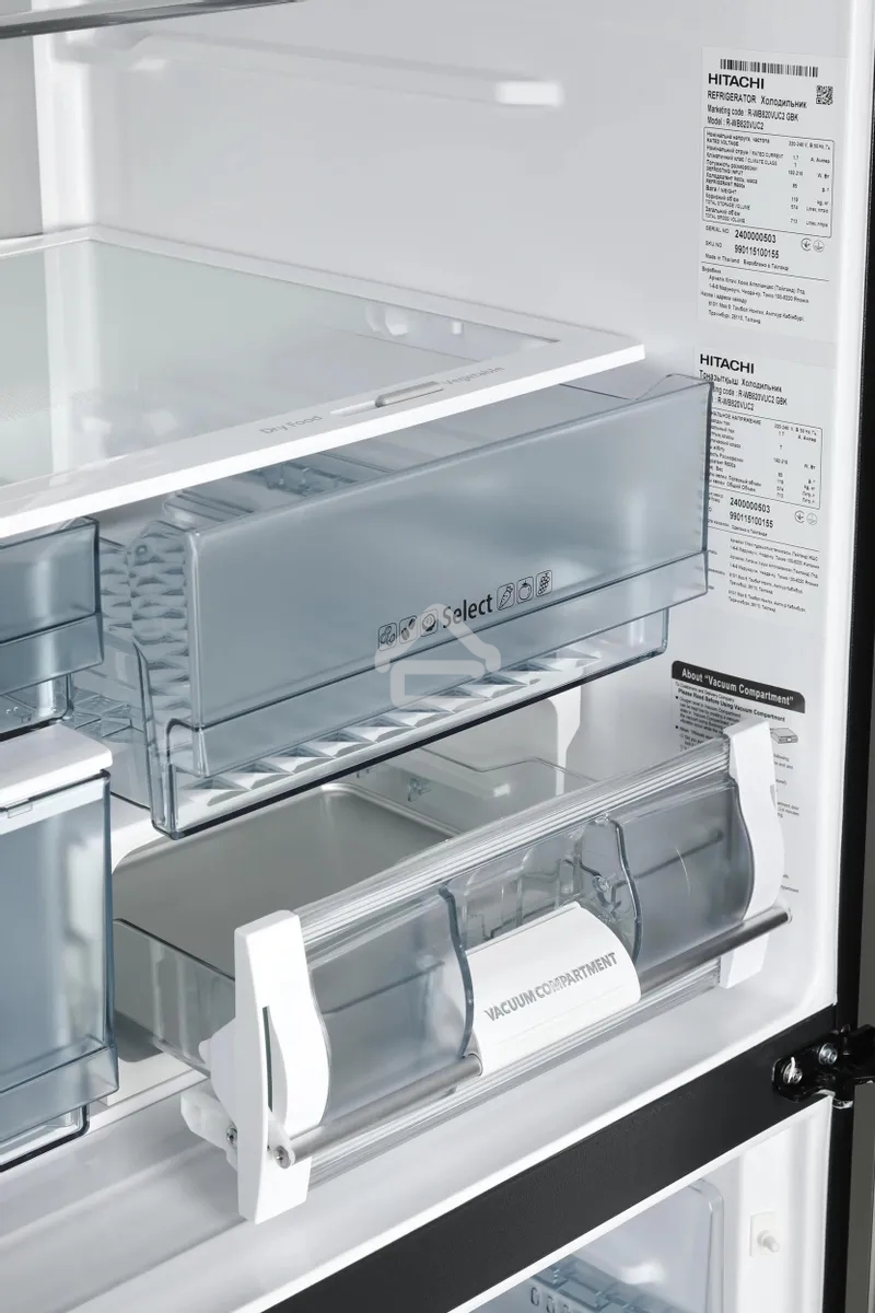 Холодильник Hitachi R-WB820VUC2 GBK черный трехкамерный 378/196л морозилка снизу, No Frost, Side by Side