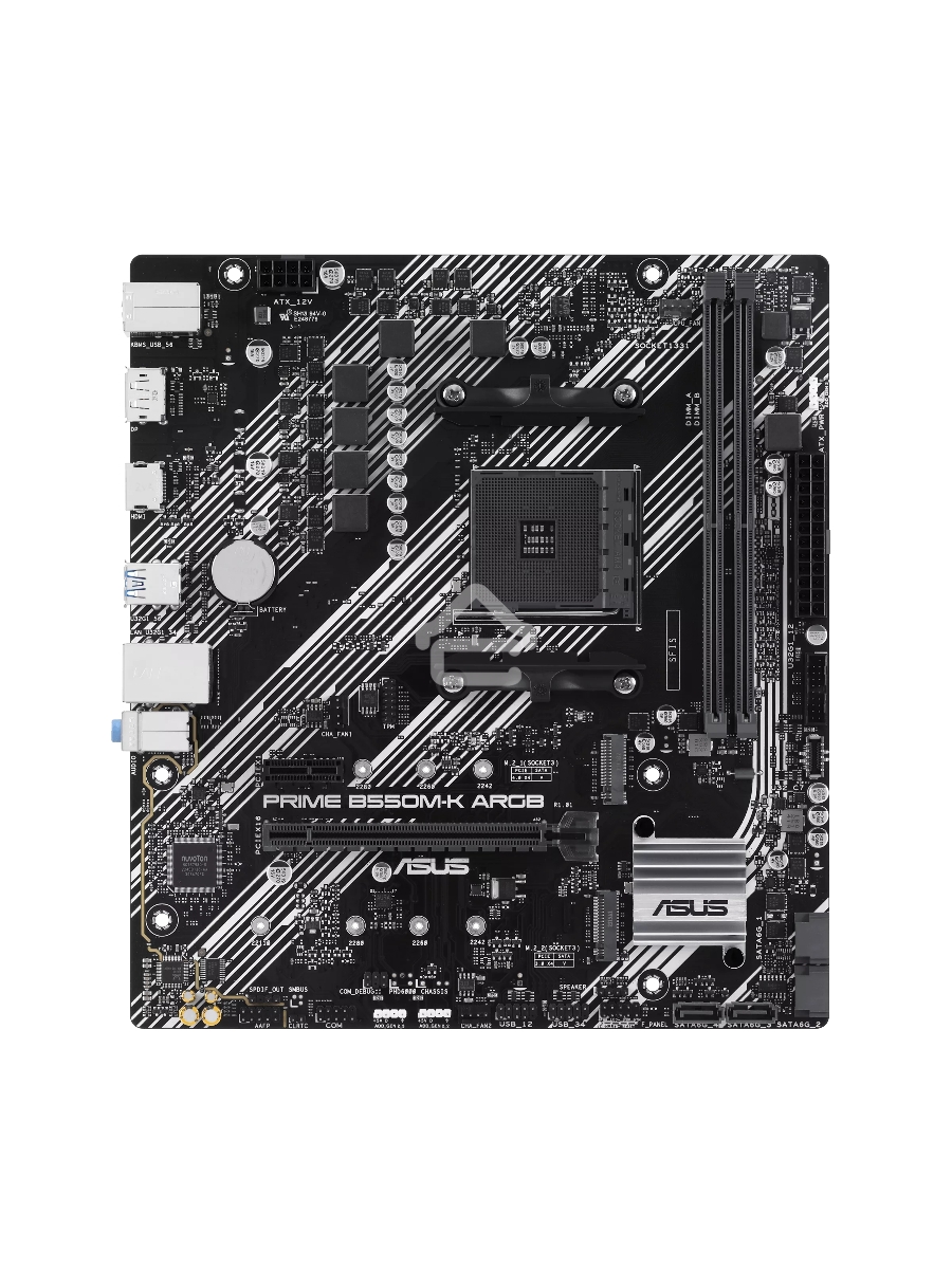 Материнская плата ASUS PRIME B550M-K ARGB, Socket AM4, AMD B550, 2xDDR4, 4xSATA, 2xM.2, 1xPCI-E 4.0 x16, 1xPCI-E x1, 1xHDMI, 1xDP, 1x 1Gb LAN, 4xUSB-A 3.2 Gen 1, 2xUSB-A 2.0, 3x3.5 мм, 7.1, Micro-ATX