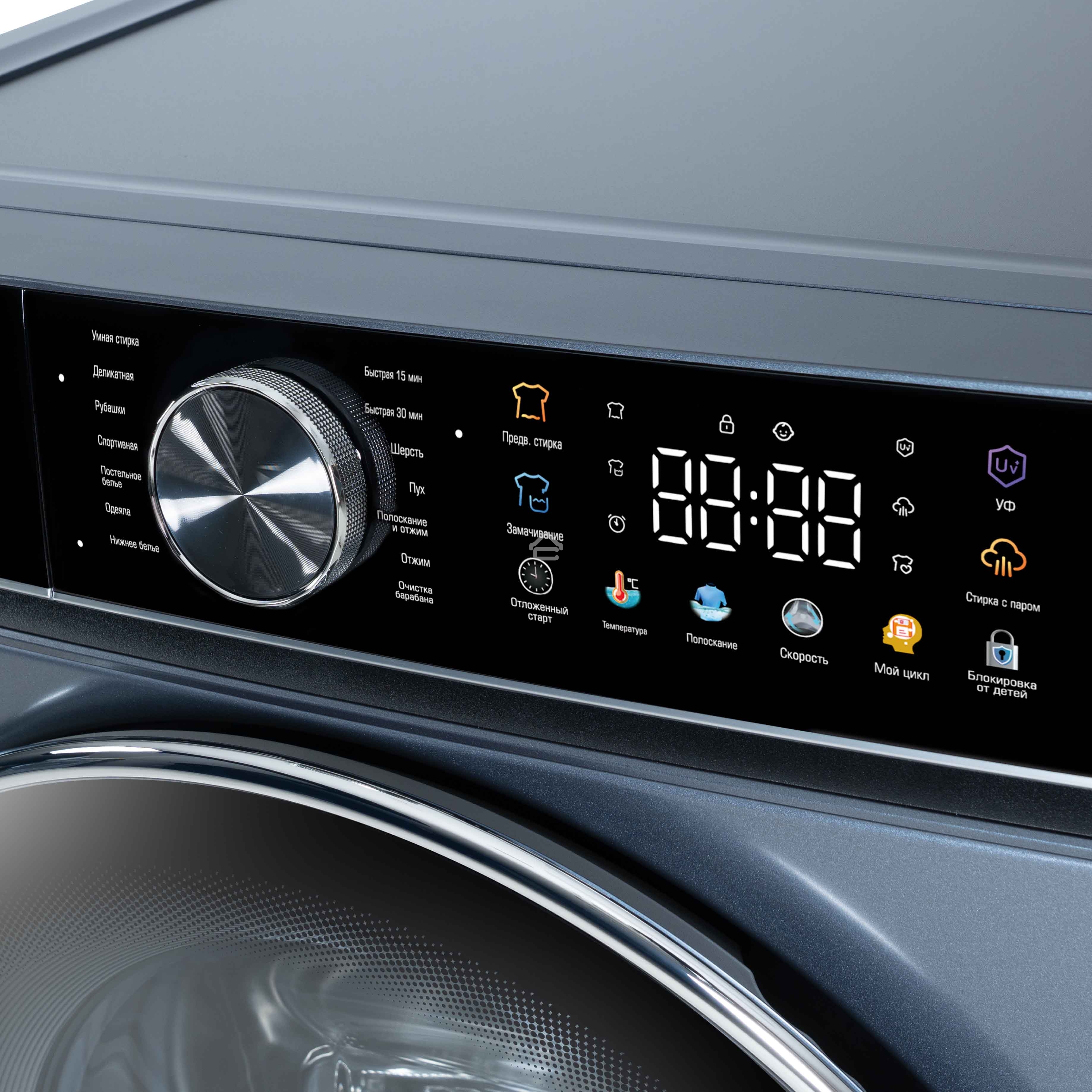 Стиральная машина Бирюса WM-SC914/15 W перламутровый синий, загрузка фронтальная 9 кг, 1400 об/мин, класс А+++