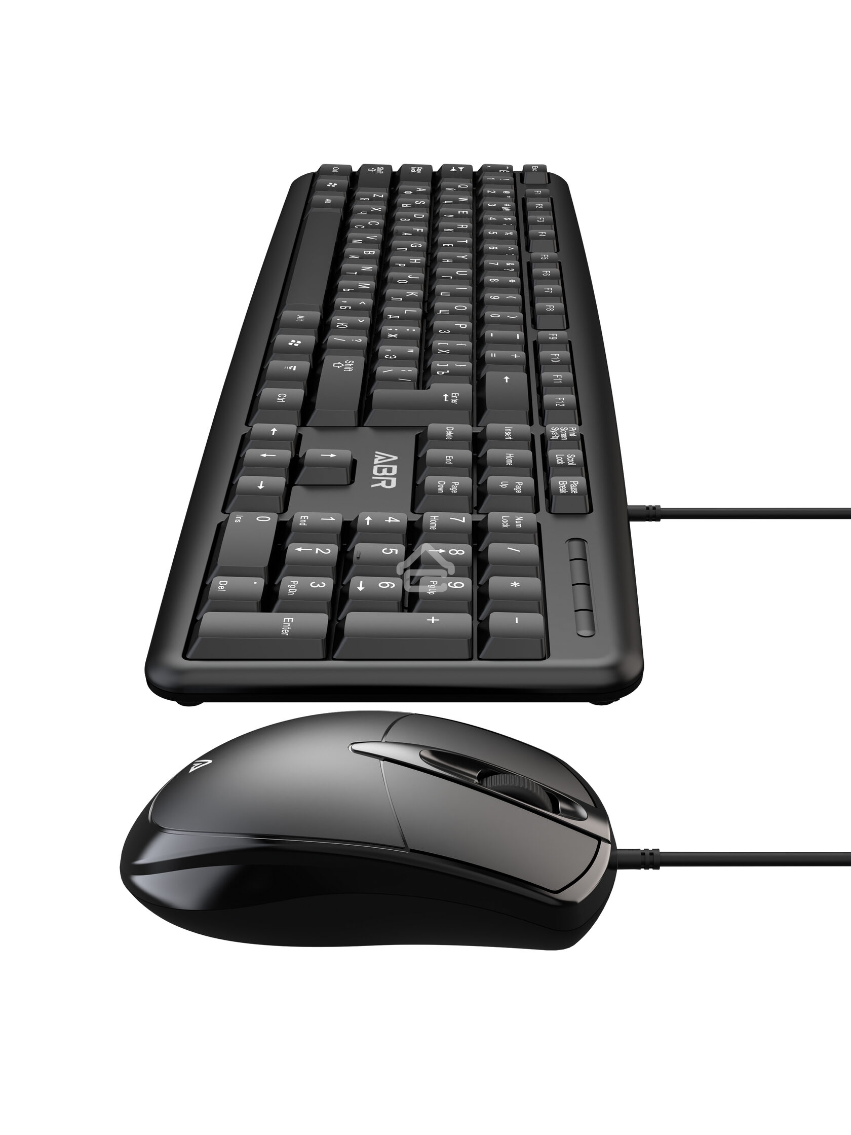 Клавиатура и мышь ABR KM600 черный, интерфейс USB, проводной, RU/EN