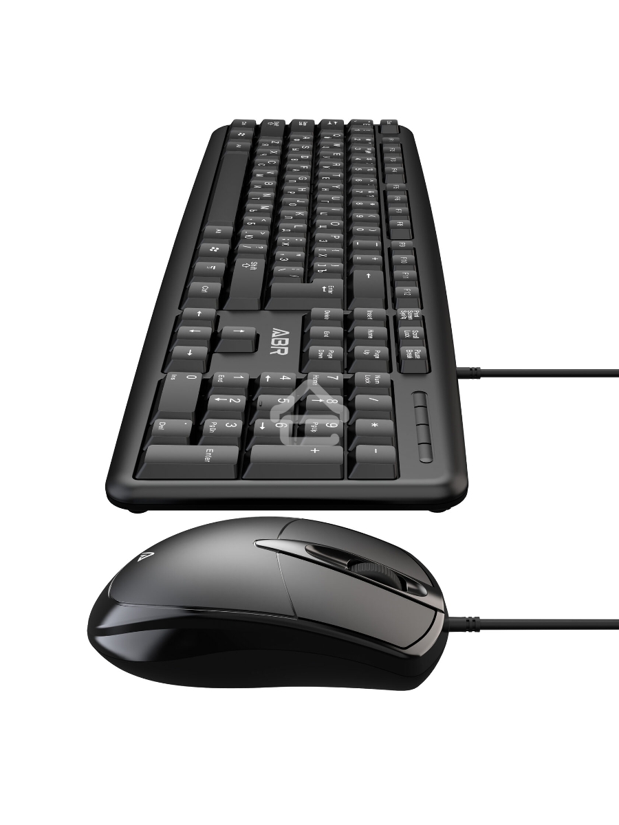 Клавиатура и мышь ABR KM600 черный, интерфейс USB, проводной, RU/EN