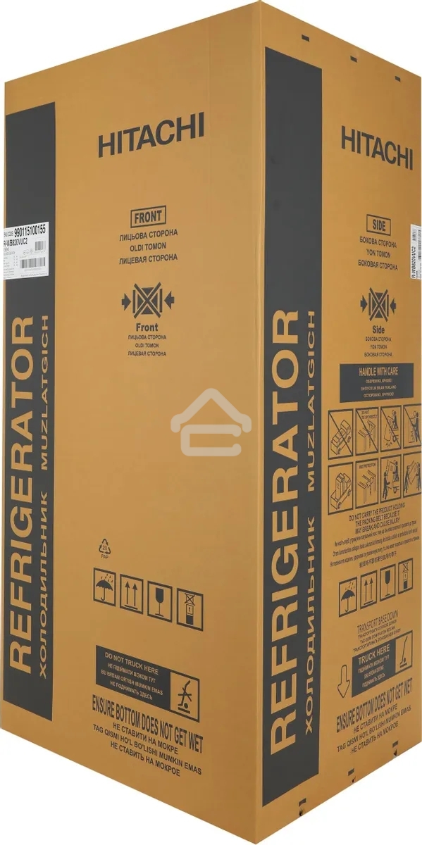 Холодильник Hitachi R-WB820VUC2 GBK черный трехкамерный 378/196л морозилка снизу, No Frost, Side by Side