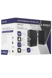 Колонки Gembird SPK-201, черный МДФ,2х2,5 Вт, регулятор громкости, USB