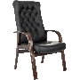Кресло офисное Бюрократ T-9928WALNUT-CF черный, кожа, на ножках, дерево