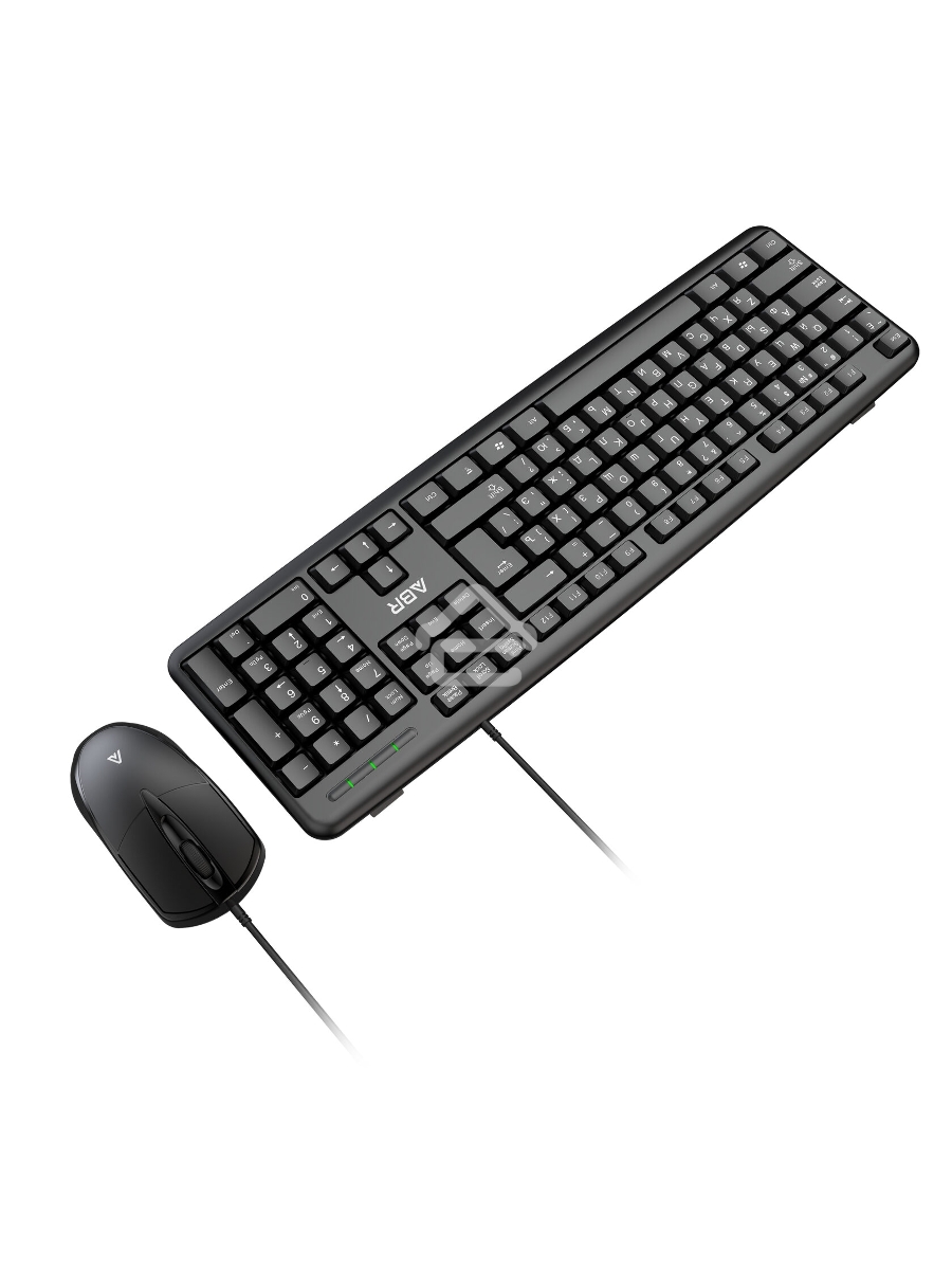 Клавиатура и мышь ABR KM600 черный, интерфейс USB, проводной, RU/EN