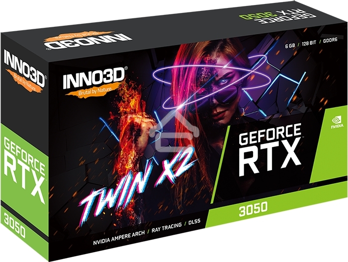 Видеокарта INNO3D RTX 3050 Twin X2/RTX3050, DP,HDMI,DVI, 6G,D6