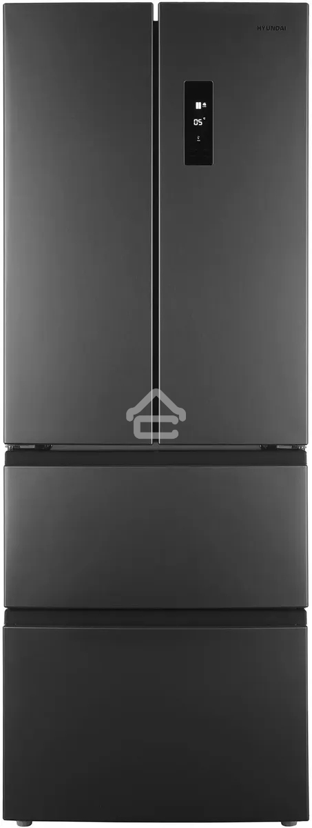 Холодильник Hyundai CM40043F нержавеющая сталь трехкамерный 224/113 л морозилка снизу, No Frost, Side by Side