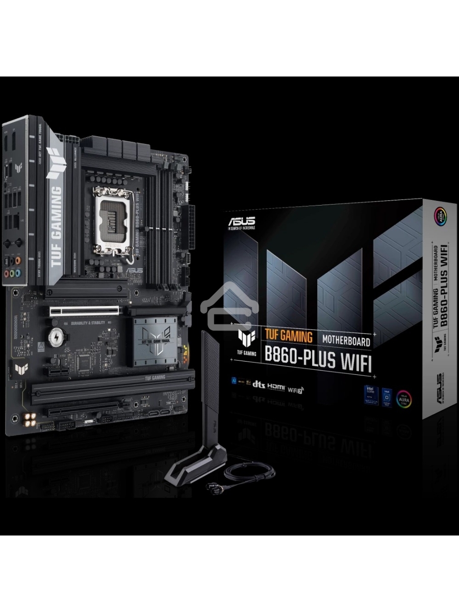 Материнская плата ASUS TUF GAMING B860-PLUS WIFI, LGA 1851, Intel B860, 4xDDR5, 4xSATA, 3xM.2, 1xPCIe 5.0 x16, 1xPCIe 4.0 x16, 1xDP, 1xHDMI, 1x 2.5Gb LAN, 1xUSB 20Gbps, 2xUSB 10Gbps, 3xUSB 5Gbps, 2xUSB 2.0, 5x3.5 мм, 7.1, ATX