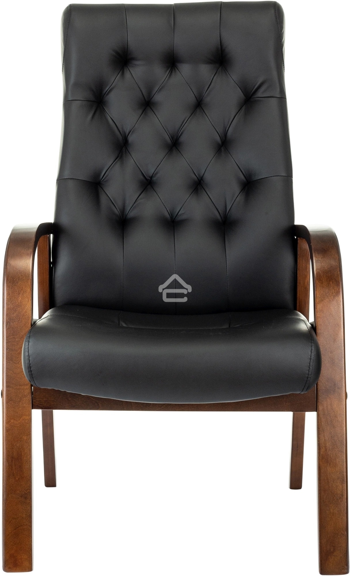 Кресло офисное Бюрократ T-9928WALNUT-CF черный, кожа, на ножках, дерево