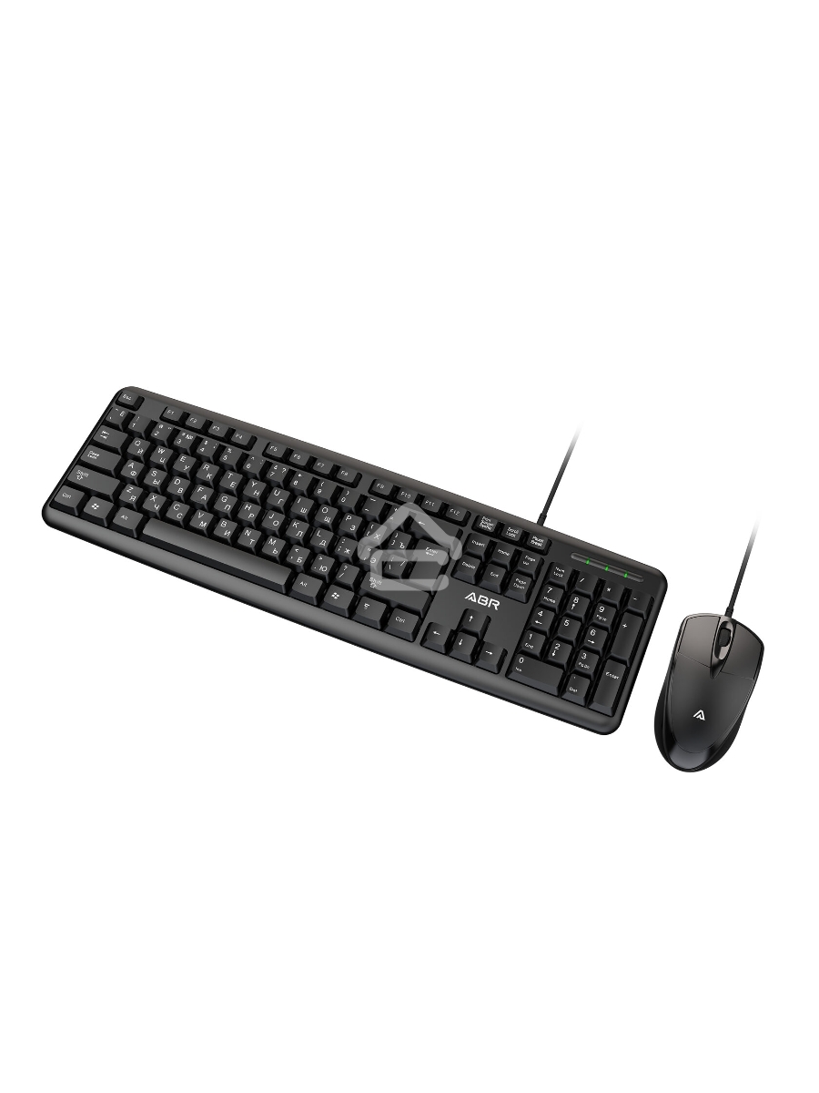 Клавиатура и мышь ABR KM600 черный, интерфейс USB, проводной, RU/EN