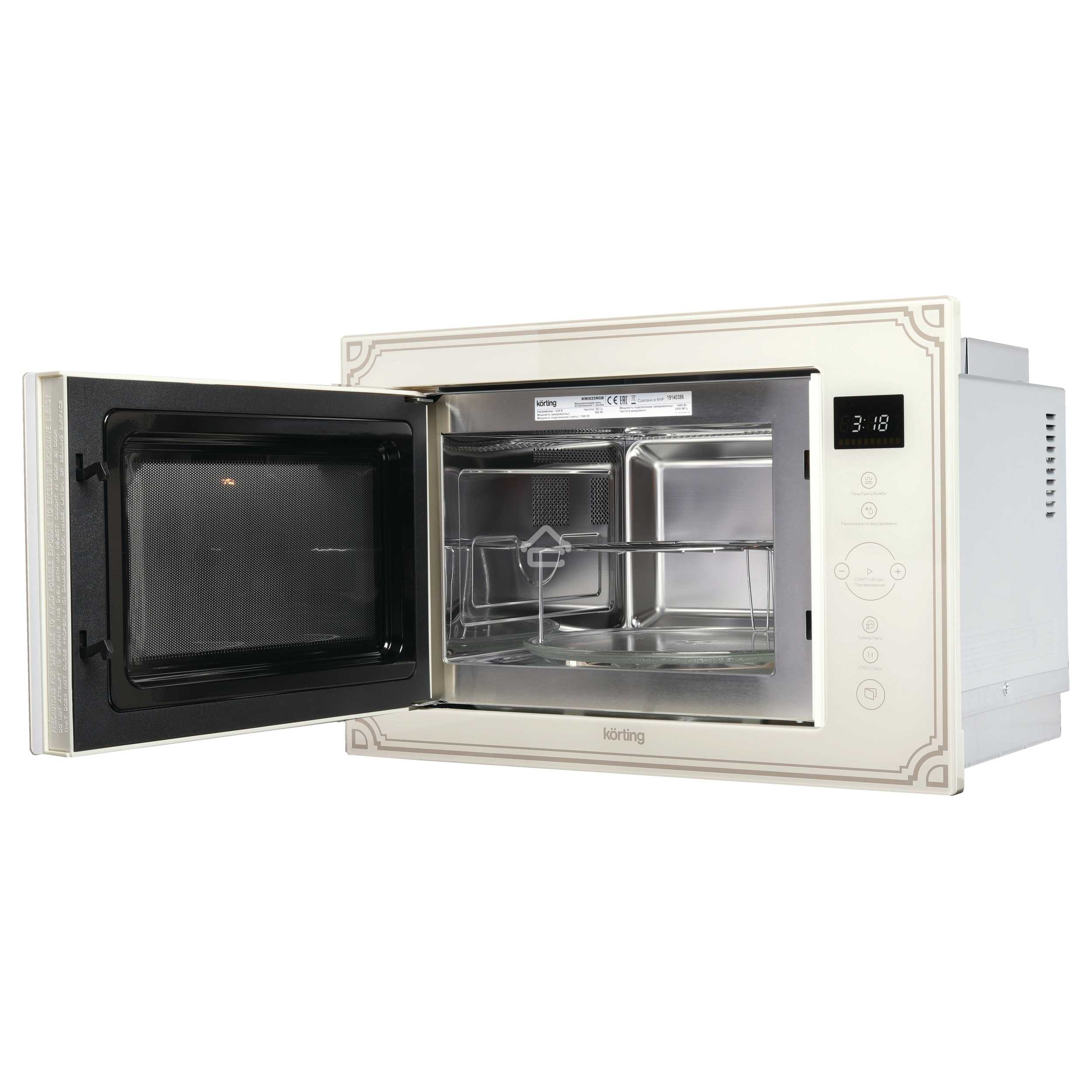 Встраиваемая микроволновая печь Korting KMI 825 RGb бежевый, 25 л, 900 Вт, переключатели - сенсор