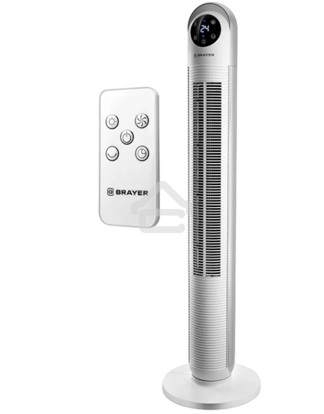 Вентилятор BRAYER BR4956, эл.упр.,пульт ДУ,вращение,мощ-ть 60Вт, LED дисплей,3 скор.Таймер