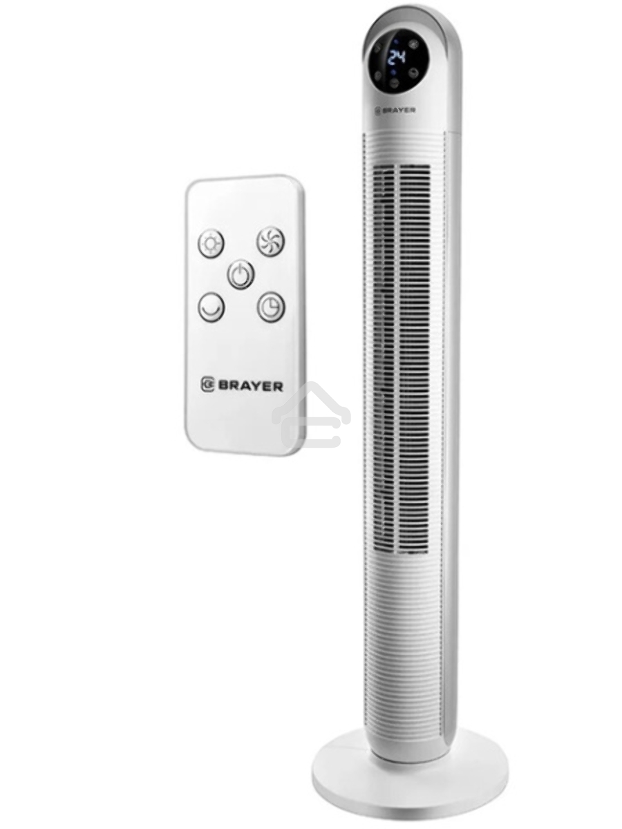 Вентилятор BRAYER BR4956, эл..упр.,пульт ДУ,вращение,мощ-ть 60Вт, LED дисплей,3 скор.Таймер