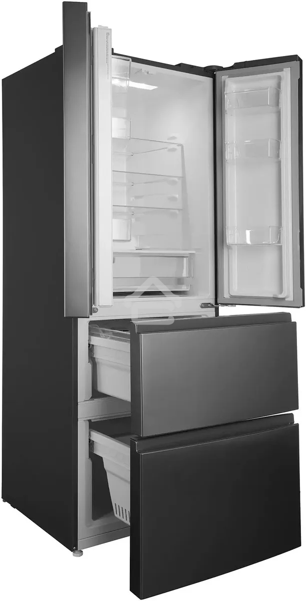 Холодильник Hyundai CM40043F нержавеющая сталь трехкамерный 224/113 л морозилка снизу, No Frost, Side by Side