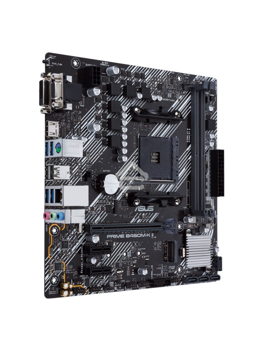 Материнская плата ASUS PRIME B450M-K II, Socket AM4, AMD B450, 2xDDR4, 4xSATA, 1xM.2, 1xPCIe 3.0 x16, 2xPCIe x1, 1xDVI-D, 1xHDMI, 1xVGA, 1x 1Gb LAN, 4xUSB-A 3.2 Gen 1, 2xUSB-A 2.0, 3x3.5 мм, 7.1, mATX