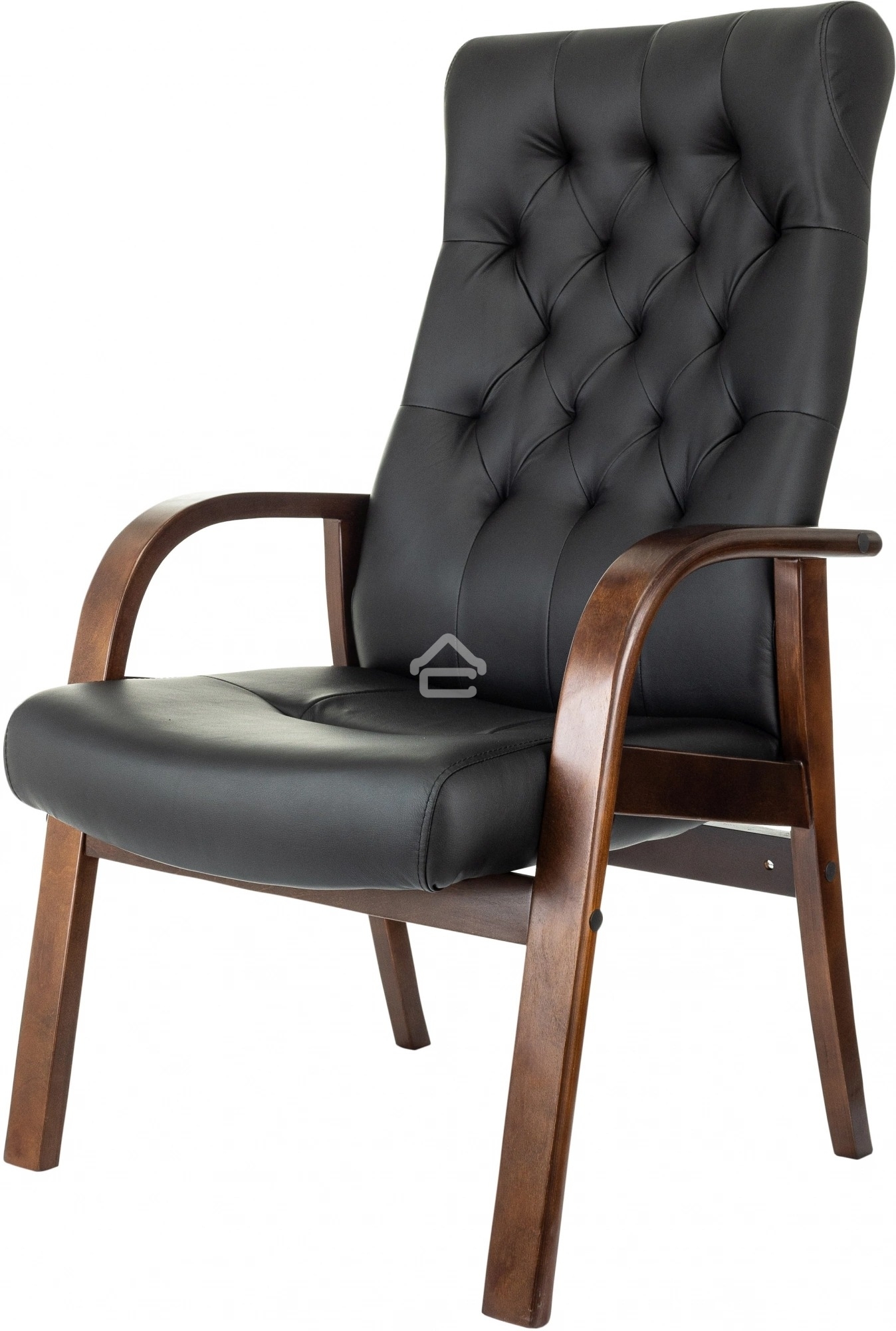 Кресло офисное Бюрократ T-9928WALNUT-CF черный, кожа, на ножках, дерево