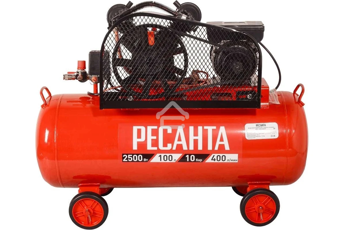 Компрессор поршневой Ресанта КП-100/400Р масляный 400л/мин 100л 2500Вт красный/черный
