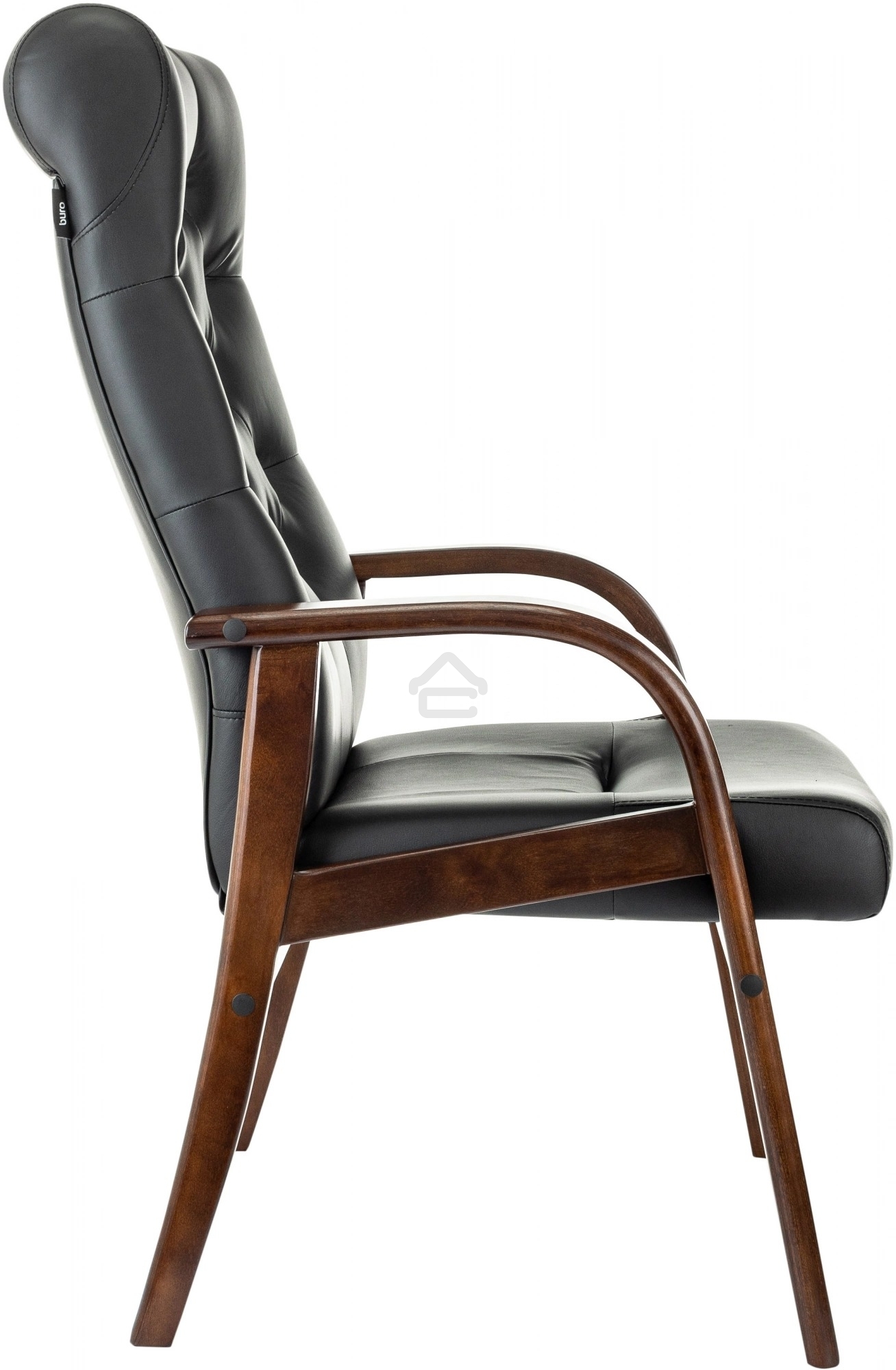 Кресло офисное Бюрократ T-9928WALNUT-CF черный, кожа, на ножках, дерево