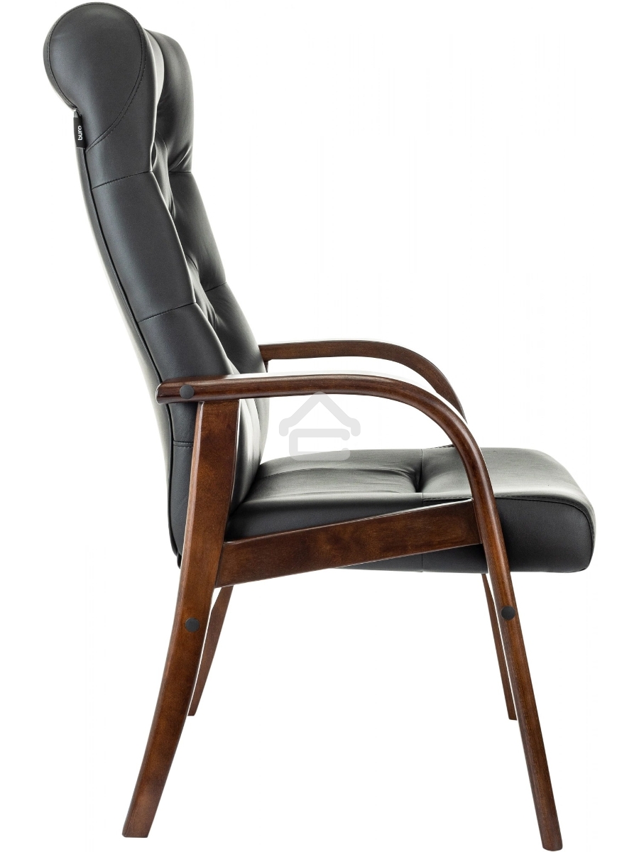 Кресло офисное Бюрократ T-9928WALNUT-CF черный, кожа, на ножках, дерево