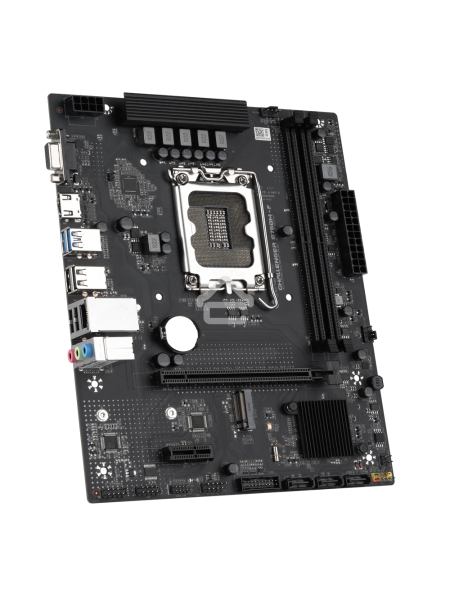 Материнская плата Maxsun Challenger B760M-F, LGA 1700, Intel B760, 2xDDR4, 3xSATA III, 2xM.2, 1xPCIe 4.0 x16, 1xHDMI, 1xVGA, 1xRJ-45 1Gb LAN, 2xUSB 3.2 Gen 1, 4xUSB 2.0, 3x3.5 мм, 5.1, mATX